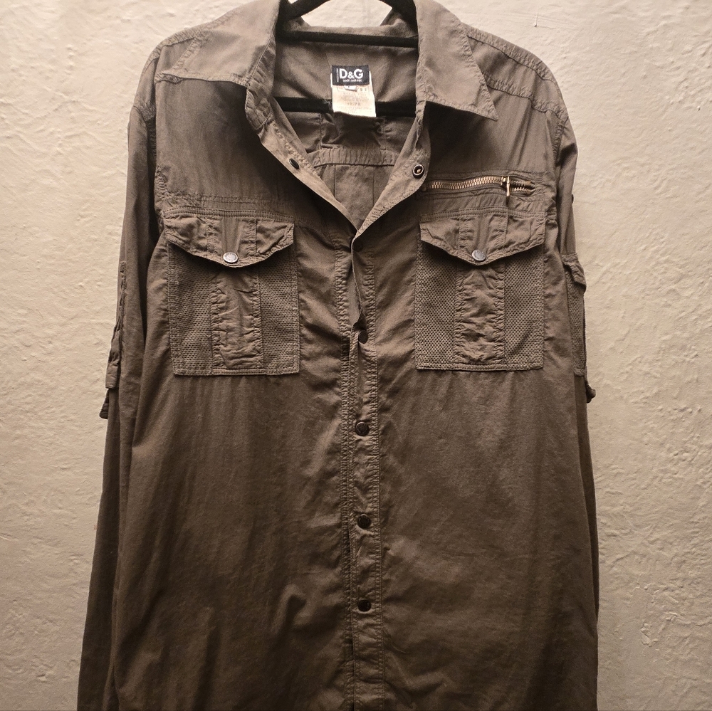 D&G Dolce & Gabbana Utility Shirt Jacket | Olive Cargo | Made in Italy